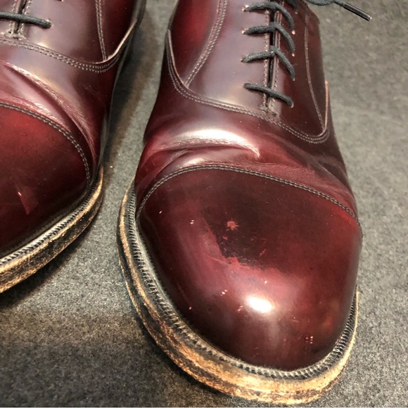 Florsheim Imperial Shoes Men’s Burgundy Leather Toe Cap Oxfords Size 11.5D 93352 - Picture 3 of 10